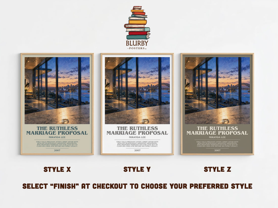 The Ruthless Marriage Proposal bookish print in frame leaning in hallway – romance wall art (mockup)