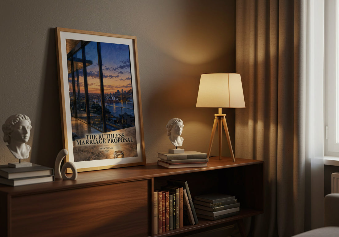 The Ruthless Marriage Proposal watercolour print on bookshelf – Miranda Lee fan gift
