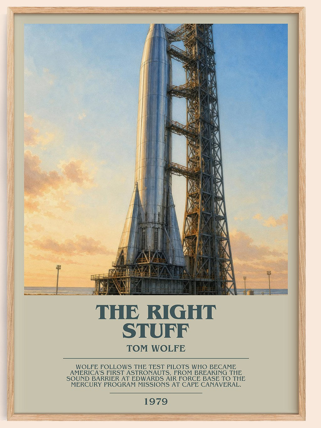 The Right Stuff bookish book poster by Tom Wolfe – framed literary art print