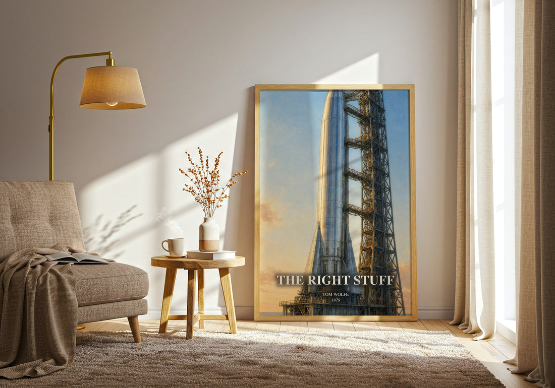 The Right Stuff watercolour print in frame leaning in hallway – non fiction wall art