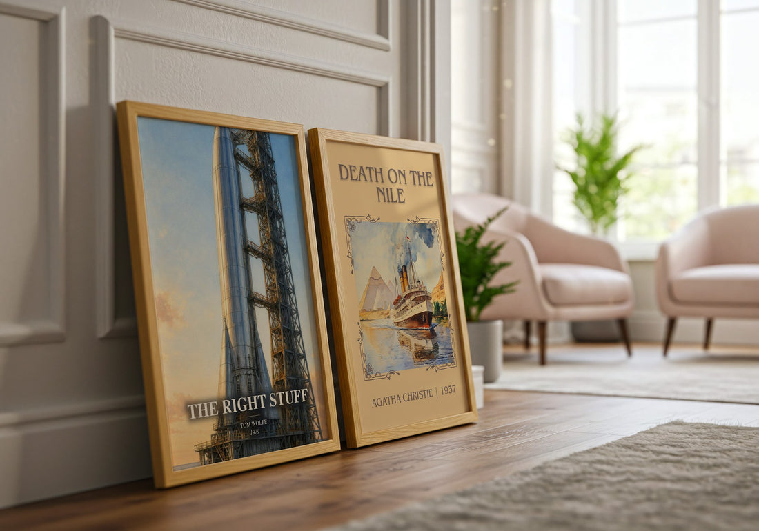 The Right Stuff watercolour print framed by window – literary home decor