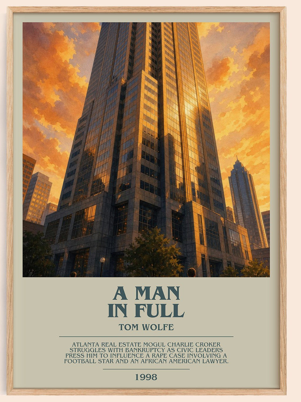 A Man in Full bookish book poster by Tom Wolfe – framed literary art print