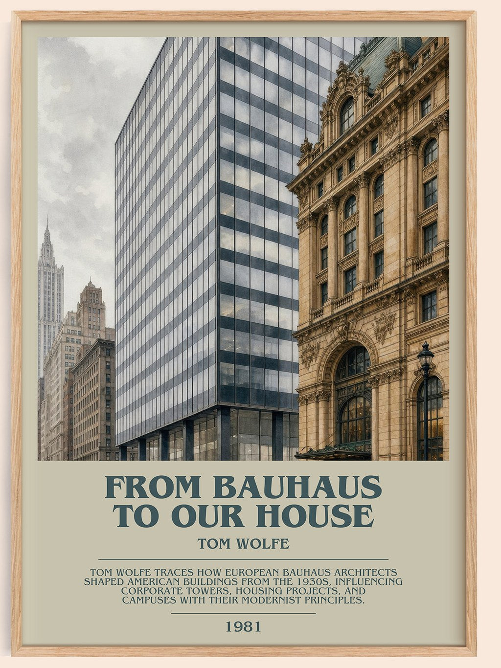 From Bauhaus to our house bookish book poster by Tom Wolfe – framed literary art print