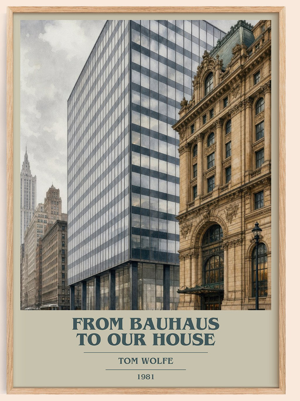 From Bauhaus to our house book cover book poster by Tom Wolfe – framed literary art print