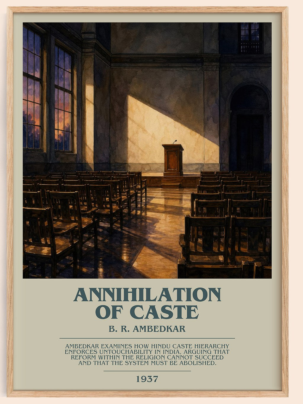 Annihilation of caste bookish book poster by B. R. Ambedkar – framed literary art print