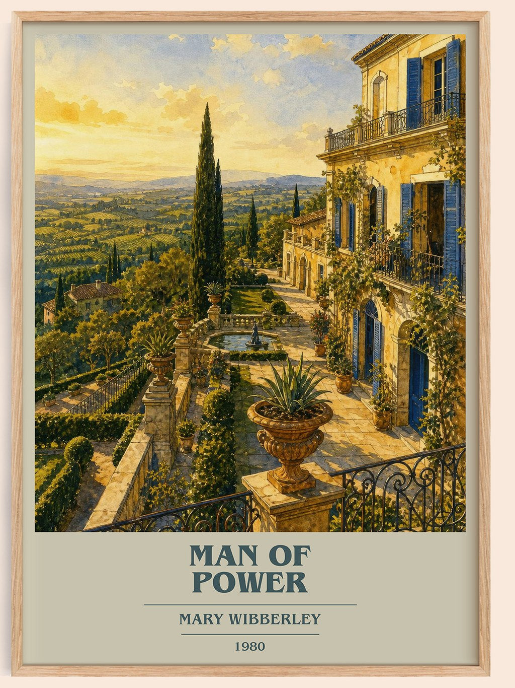 Man of power book cover book poster by Mary Wibberley – framed literary art print