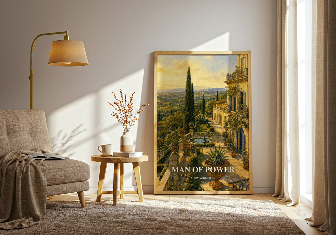 Man of power watercolour print in frame leaning in hallway – romance wall art