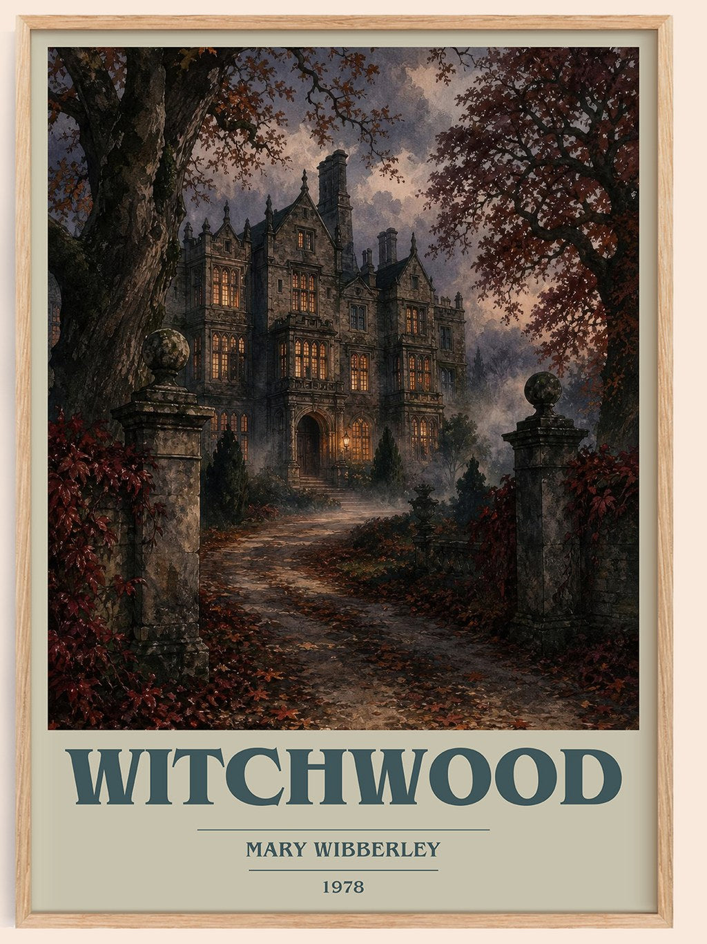 Witchwood book cover book poster by Mary Wibberley – framed literary art print