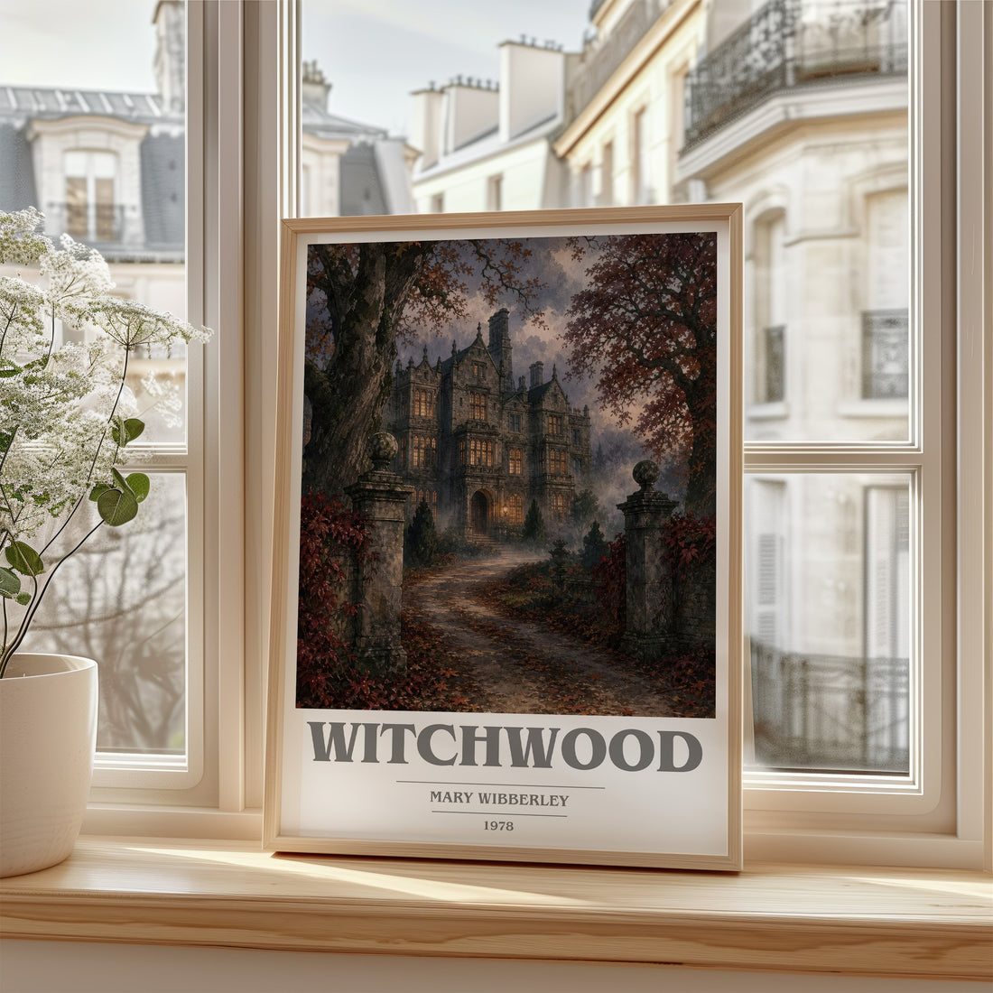 Witchwood book cover poster colour and style options – Mary Wibberley book art