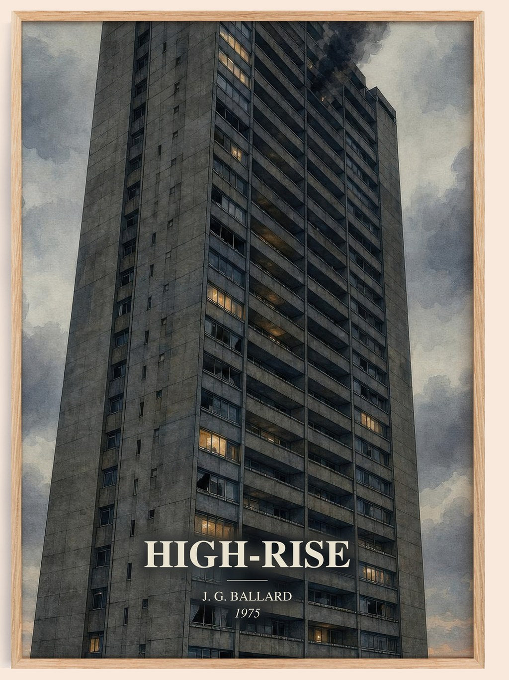 High-Rise watercolour book poster by J. G. Ballard – framed literary art print