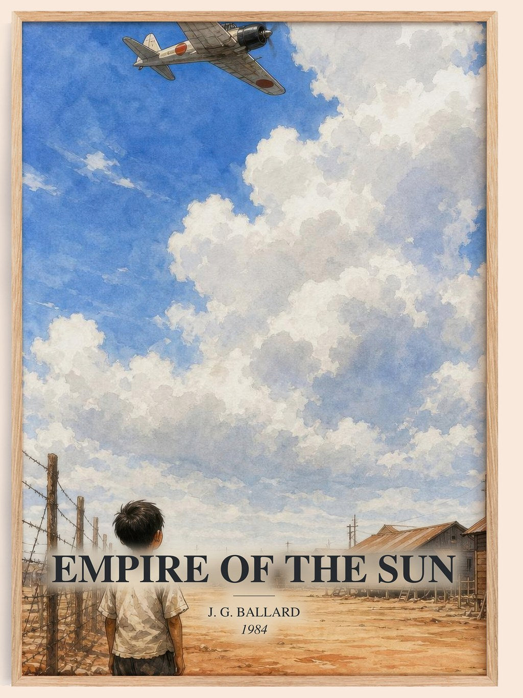 Empire of the Sun watercolour book poster by J. G. Ballard – framed literary art print