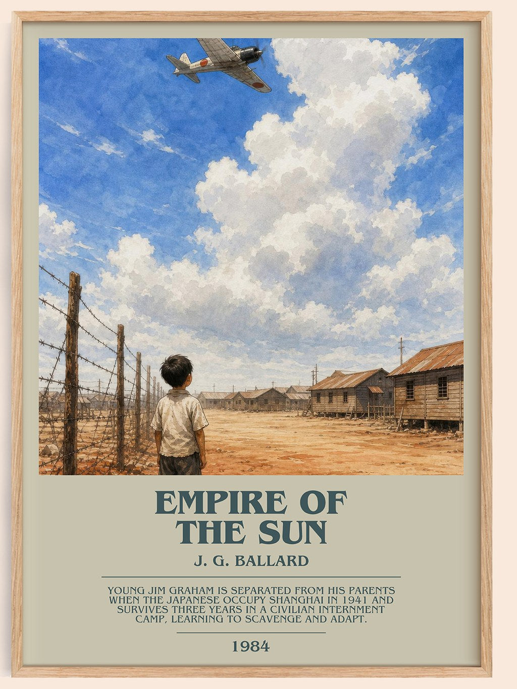 Empire of the Sun bookish book poster by J. G. Ballard – framed literary art print