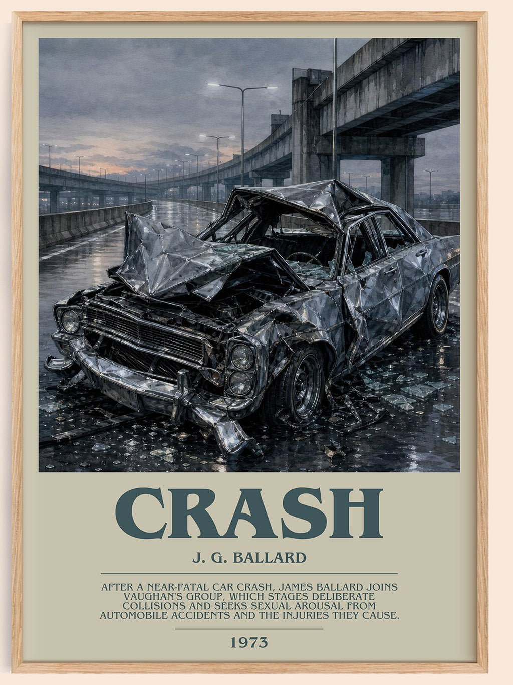 Crash bookish book poster by J. G. Ballard – framed literary art print