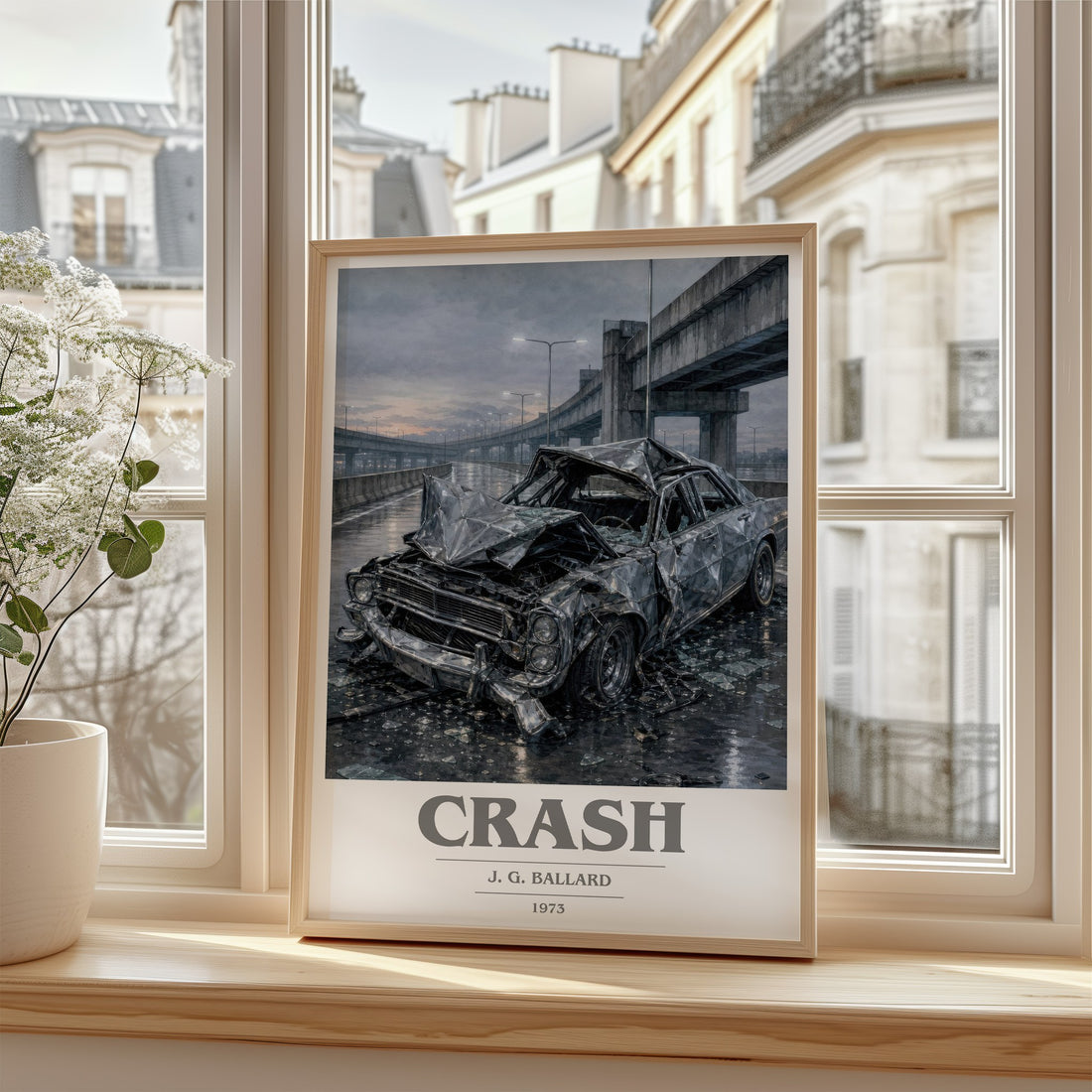 Crash book cover poster colour and style options – J. G. Ballard book art