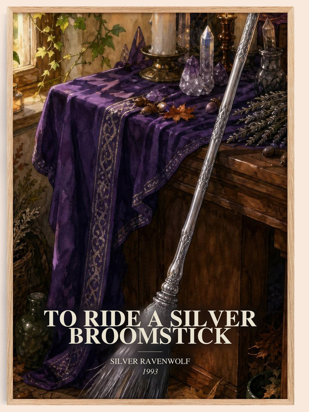 To ride a silver broomstick watercolour book poster by Silver Ravenwolf – framed literary art print