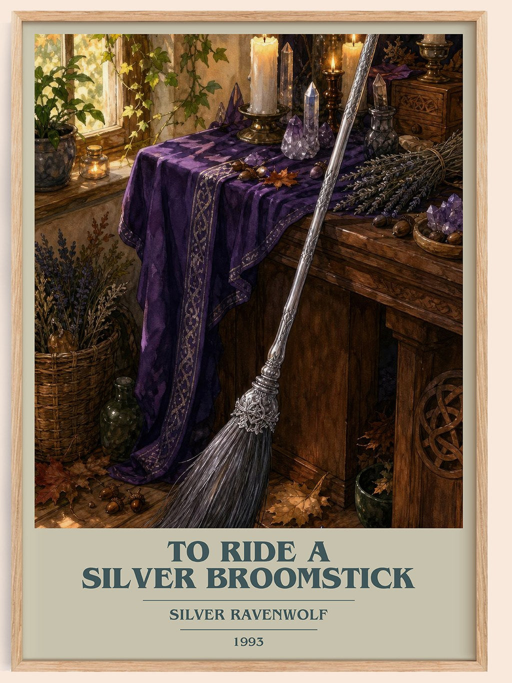 To ride a silver broomstick book cover book poster by Silver Ravenwolf – framed literary art print