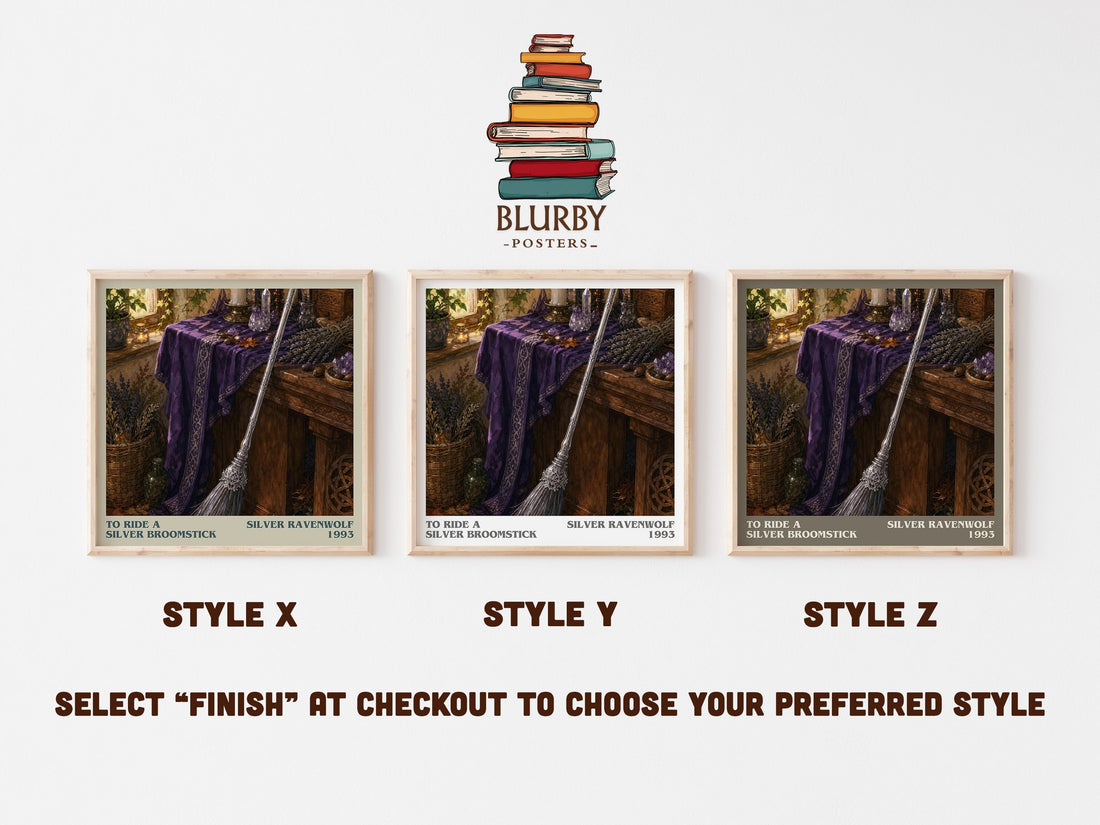 To ride a silver broomstick literary print in frame leaning in hallway – non fiction wall art (mockup)