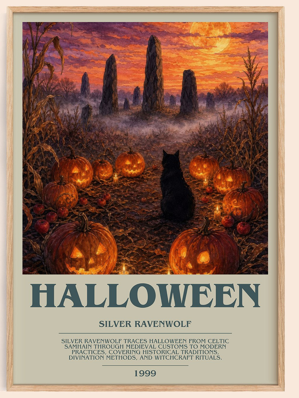 Halloween bookish book poster by Silver Ravenwolf – framed literary art print