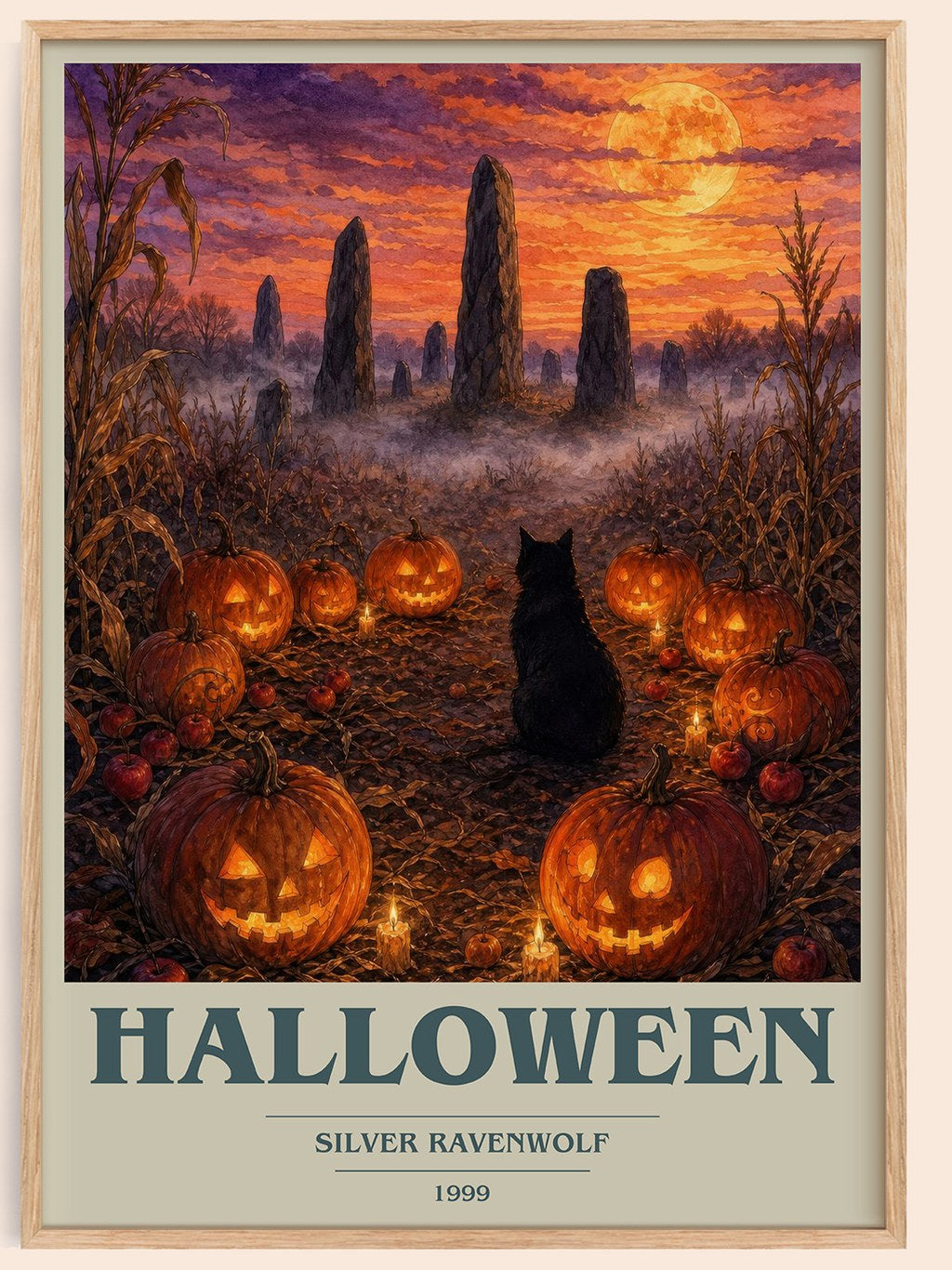 Halloween book cover book poster by Silver Ravenwolf – framed literary art print