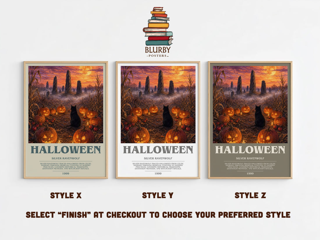 Halloween bookish print in frame leaning in hallway – non fiction wall art (mockup)