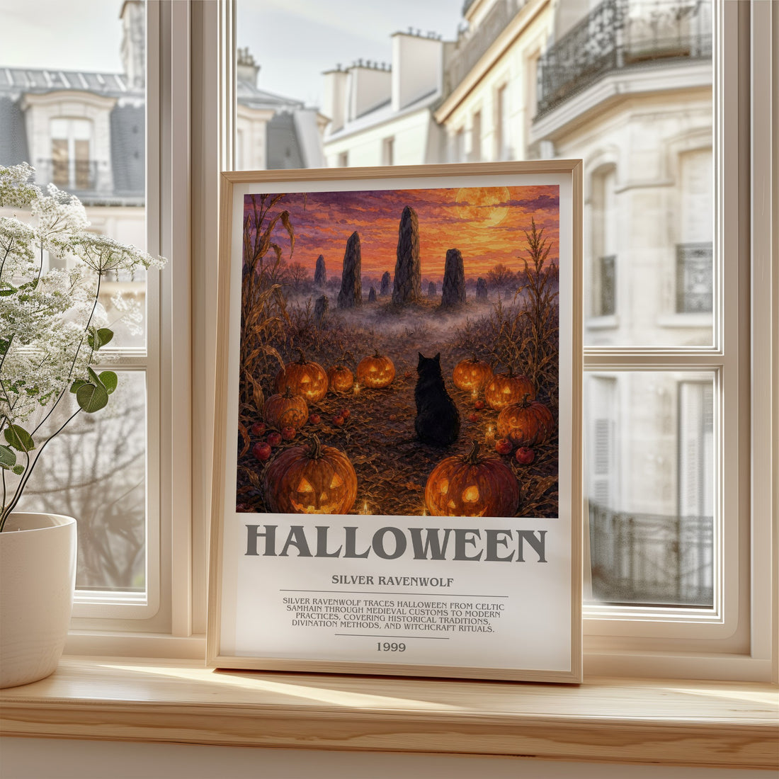 Halloween bookish poster colour and style options – Silver Ravenwolf book art