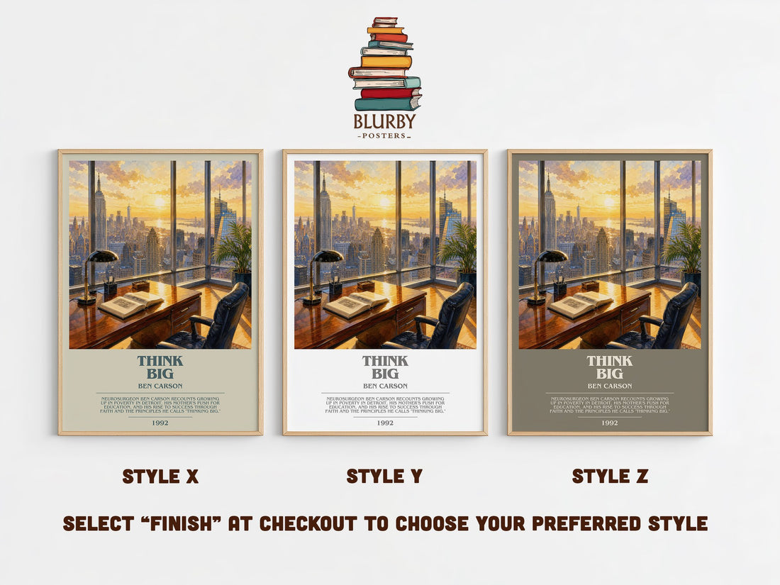 Think big bookish print in frame leaning in hallway – memoir wall art (mockup)