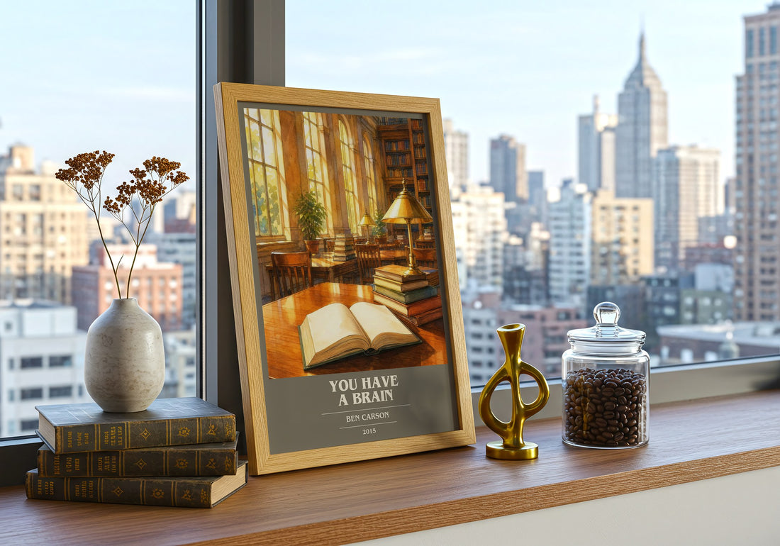 You Have a Brain book cover print framed by window – literary home decor