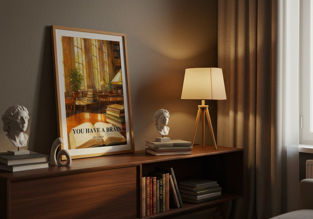 You Have a Brain watercolour print on bookshelf – Ben Carson fan gift
