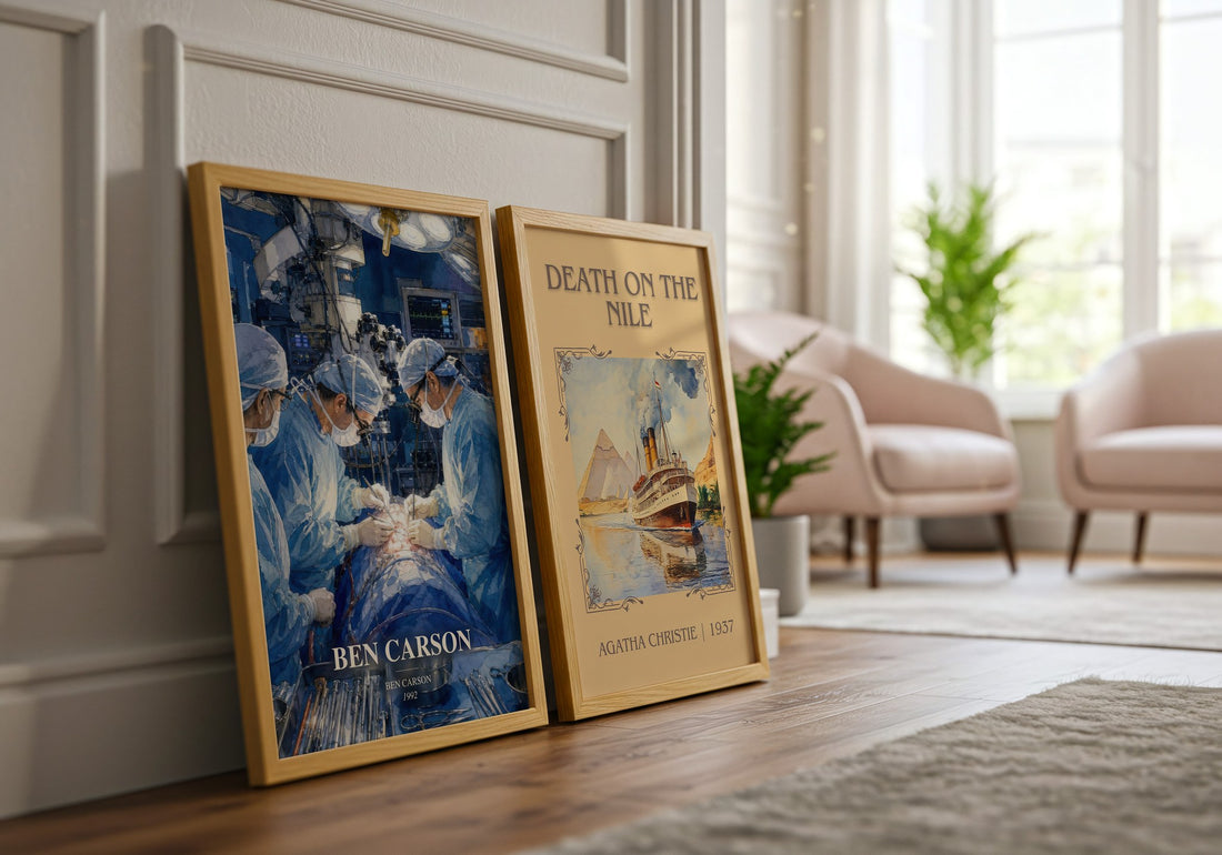 Ben Carson watercolour print framed by window – literary home decor