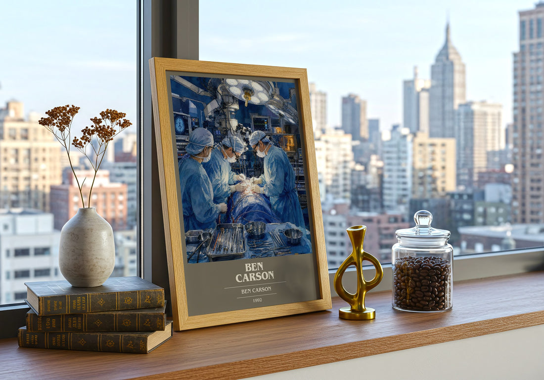 Ben Carson book cover print framed by window – literary home decor
