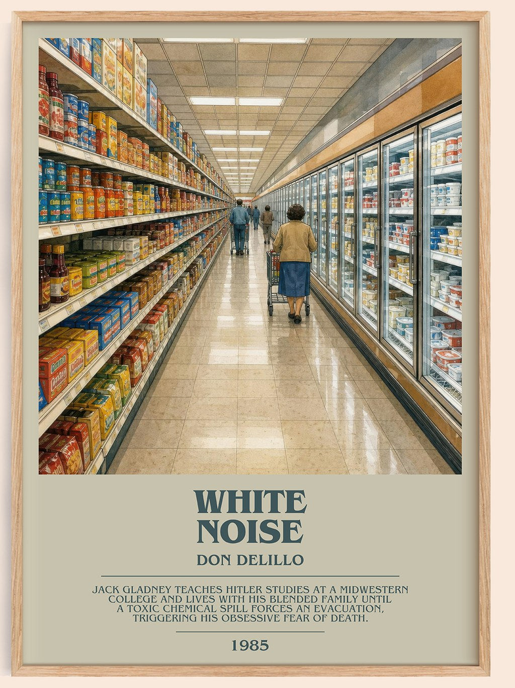 White Noise bookish book poster by Don DeLillo – framed literary art print