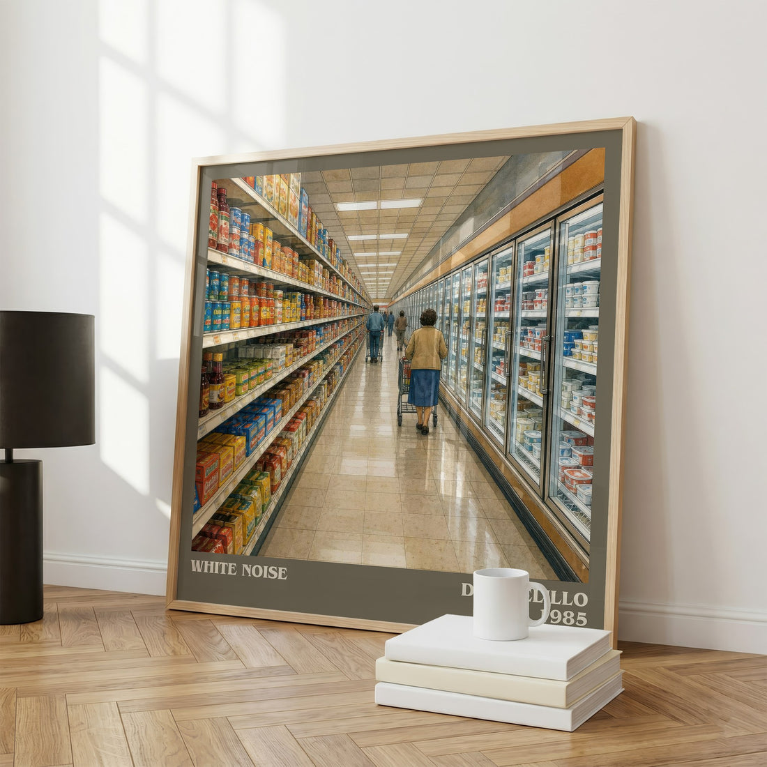 White Noise literary print framed by window – literary home decor