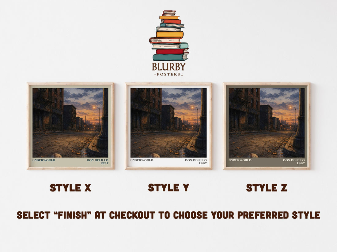 Underworld literary print in frame leaning in hallway – literary fiction wall art (mockup)
