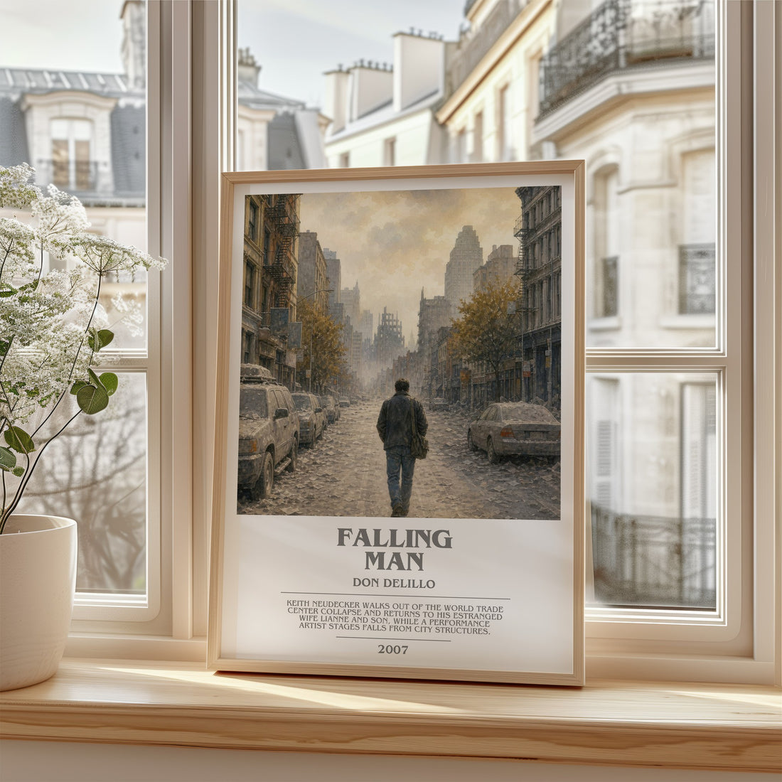 Falling Man bookish poster colour and style options – Don DeLillo book art