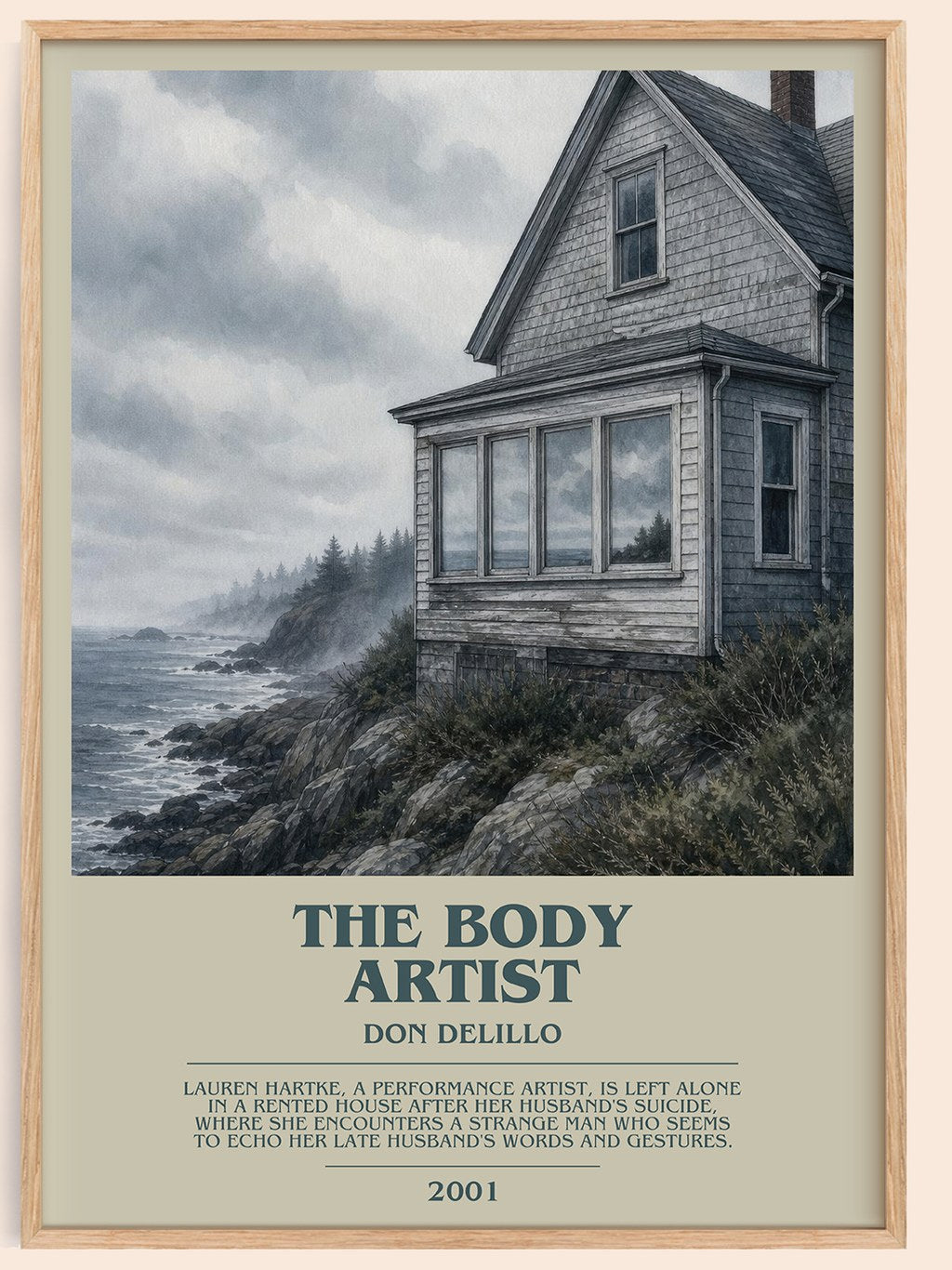 The Body Artist bookish book poster by Don DeLillo – framed literary art print