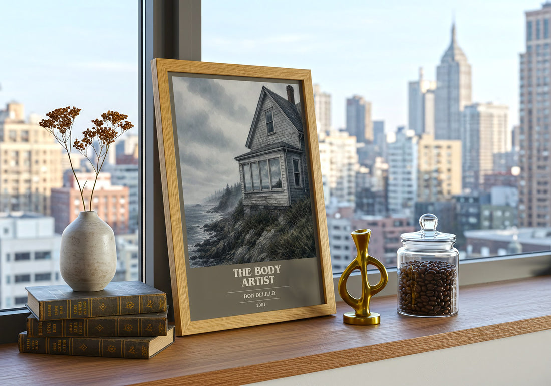 The Body Artist book cover print framed by window – literary home decor