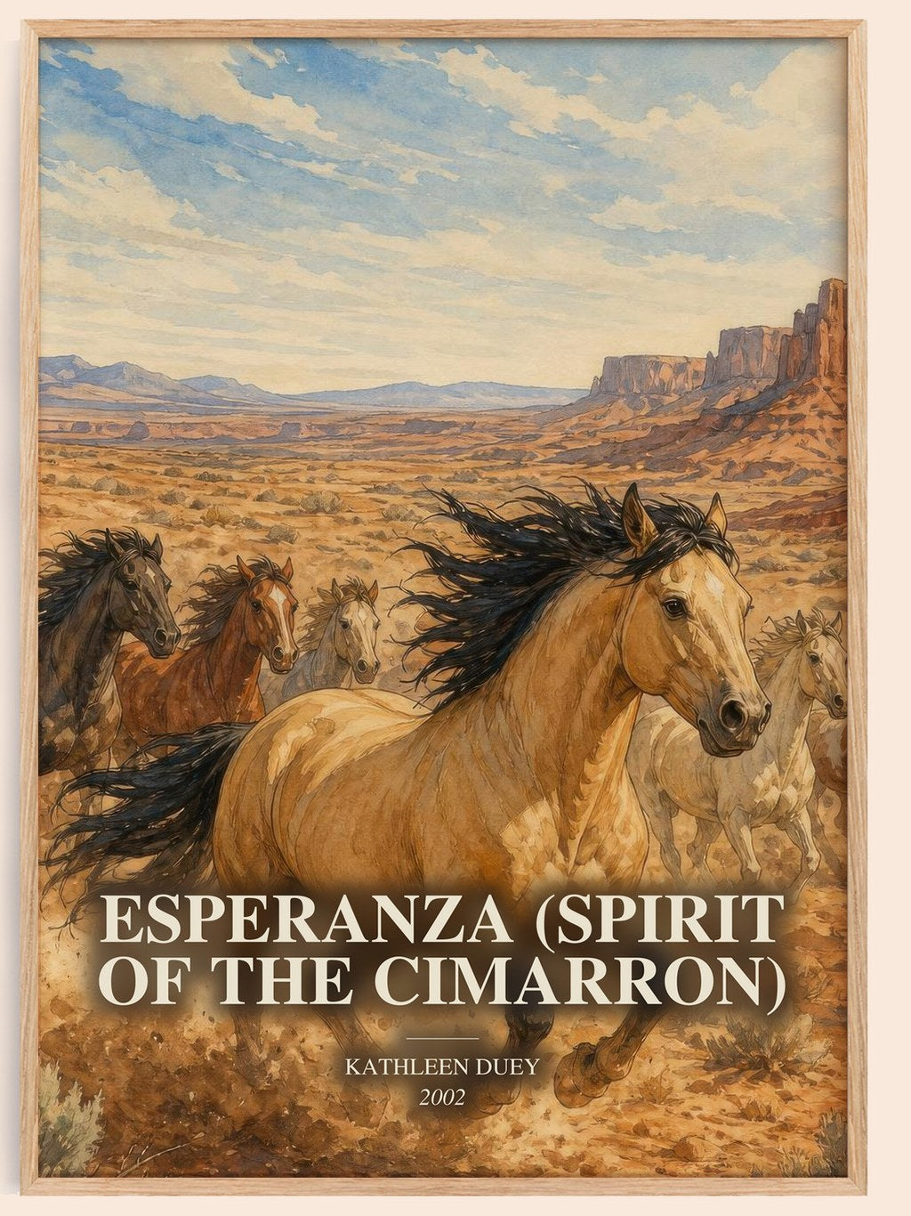 Esperanza (Spirit of the Cimarron) watercolour book poster by Kathleen Duey – framed literary art print