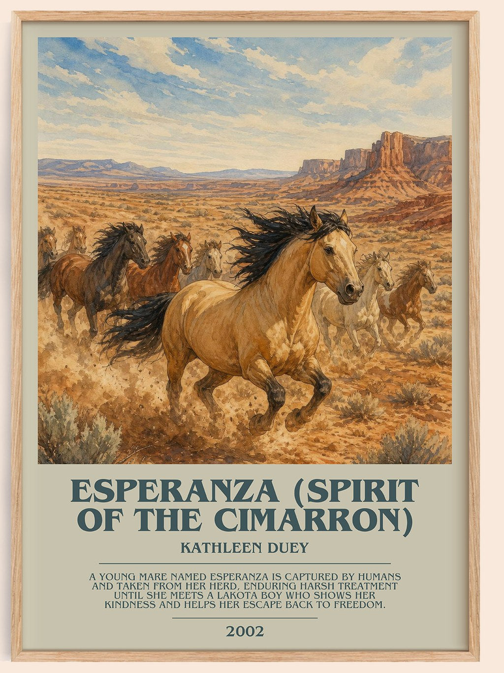 Esperanza (Spirit of the Cimarron) bookish book poster by Kathleen Duey – framed literary art print