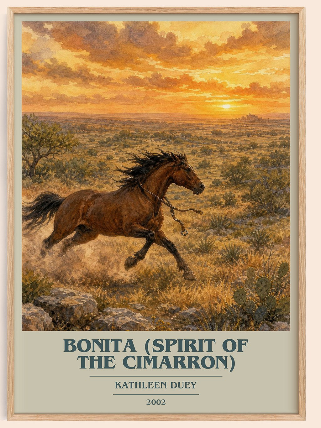 Bonita (Spirit of the Cimarron) book cover book poster by Kathleen Duey – framed literary art print