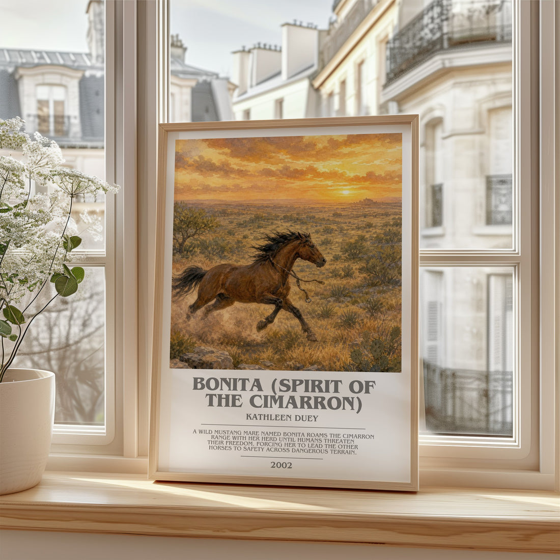 Bonita (Spirit of the Cimarron) bookish poster colour and style options – Kathleen Duey book art