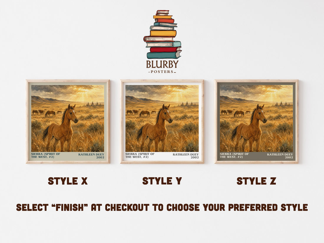Sierra (Spirit of the West, #2) literary print in frame leaning in hallway – historical fiction wall art (mockup)