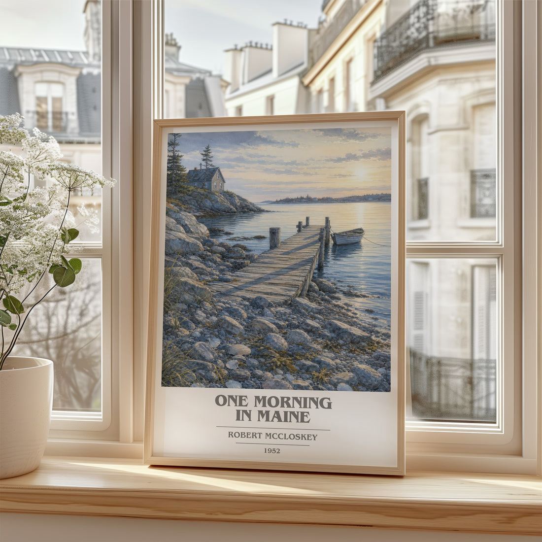 One Morning in Maine book cover poster colour and style options – Robert McCloskey book art