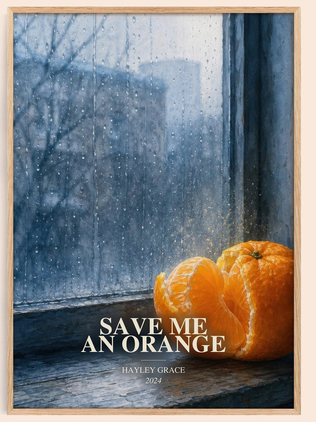 Save me an orange watercolour book poster by Hayley Grace – framed literary art print