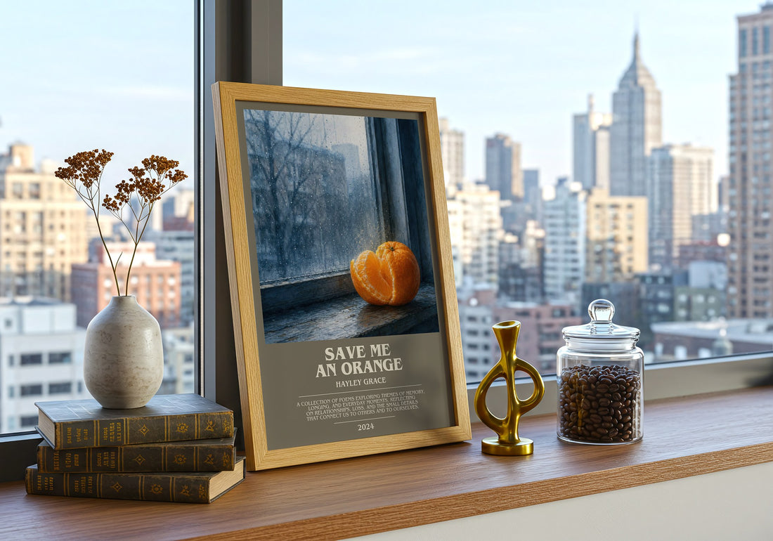 Save me an orange bookish print framed by window – literary home decor