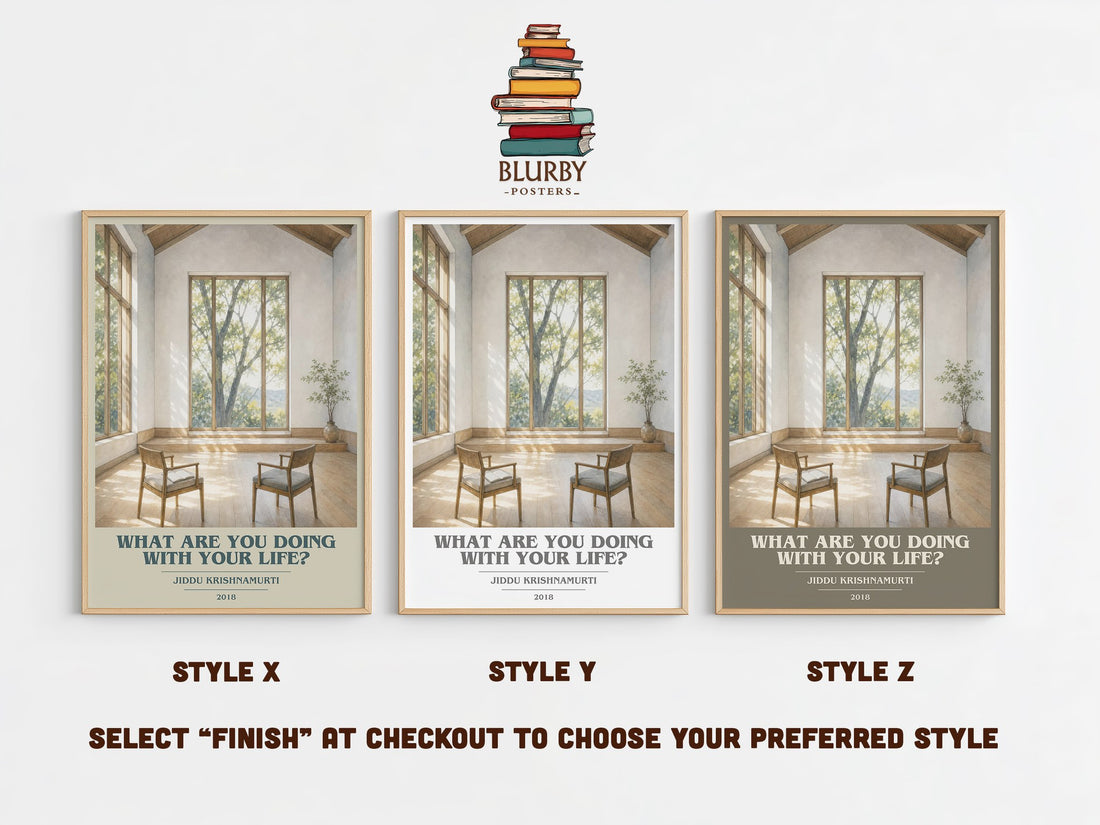 What Are You Doing with Your Life? book cover print in frame leaning in hallway – philosophy wall art (mockup)