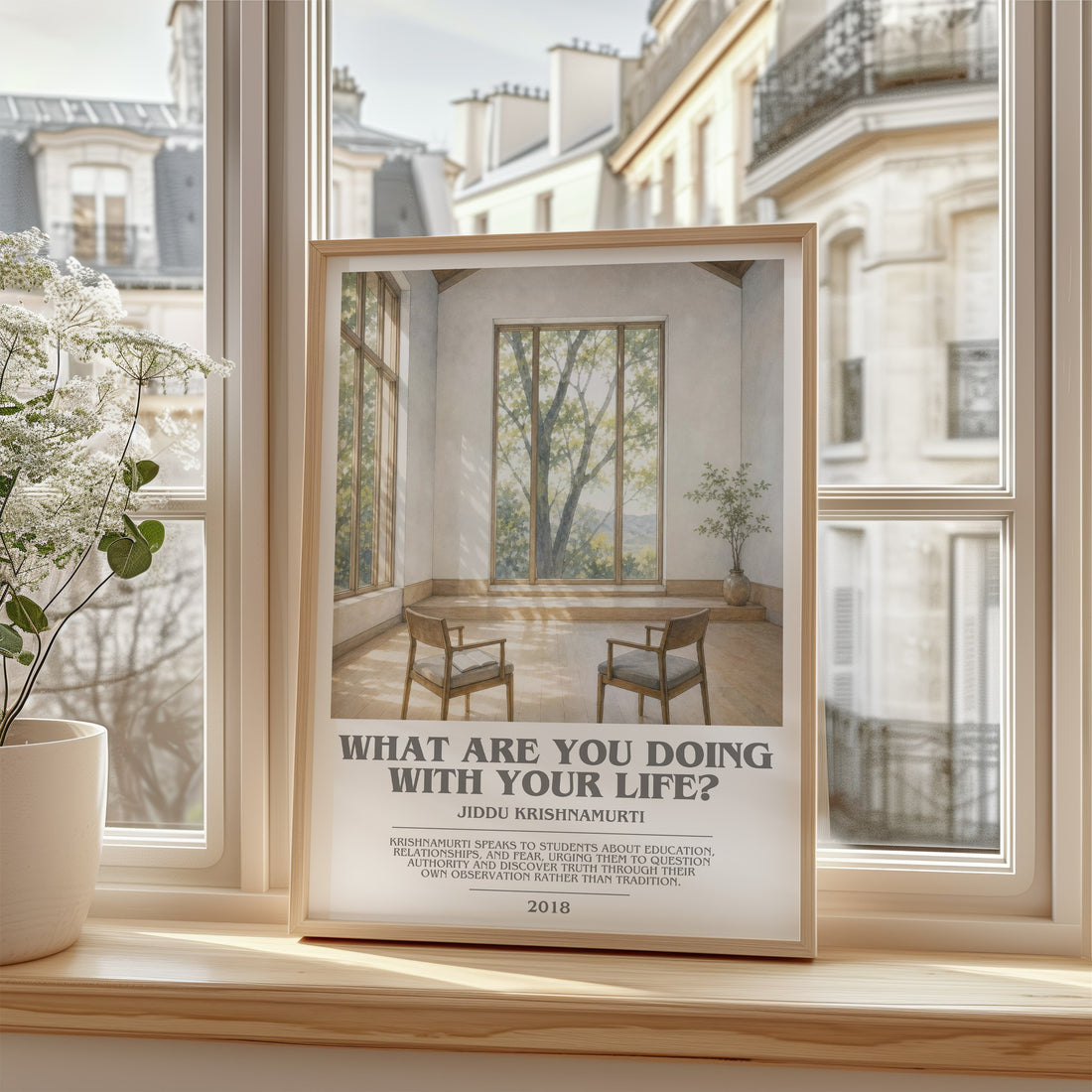 What Are You Doing with Your Life? bookish poster colour and style options – Jiddu Krishnamurti book art
