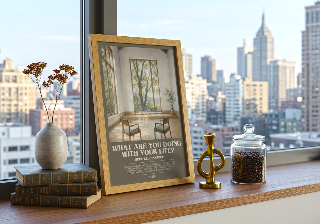 What Are You Doing with Your Life? bookish print framed by window – literary home decor
