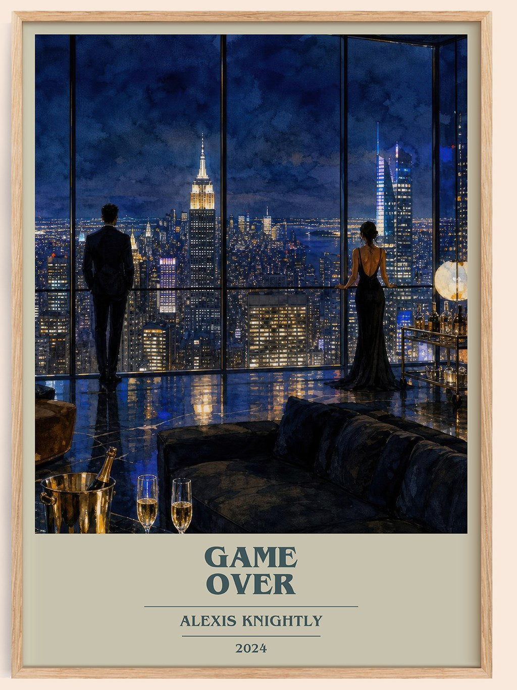 Game Over book cover book poster by Alexis Knightly – framed literary art print
