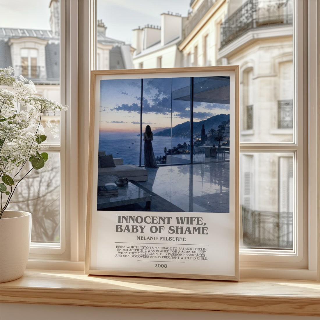 Innocent Wife, Baby of Shame bookish poster colour and style options – Melanie Milburne book art