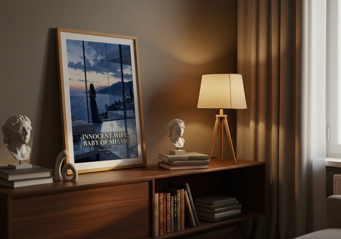 Innocent Wife, Baby of Shame watercolour print on bookshelf – Melanie Milburne fan gift